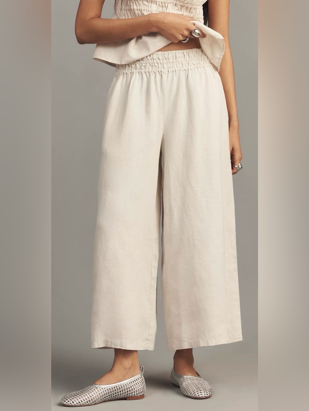 Anthropologie Somerset Pull-On Trousers, Linen edition, Neutral M